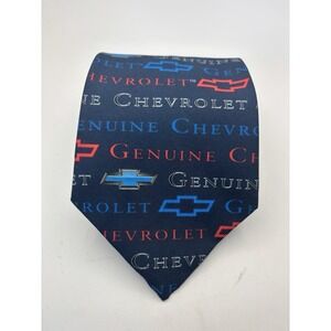 Ralph Marlin Silk Tie Necktie GENUINE CHEVROLET  Blue 3.75"W 56" L